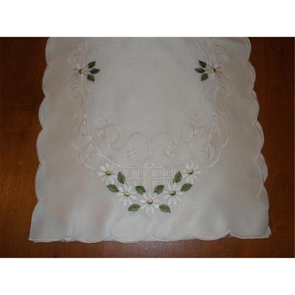 Fastfood ZC0800296-14-PK2 14 in. Embroidered Daisies And Lacy Cutwork Doilies FA2570231 - main